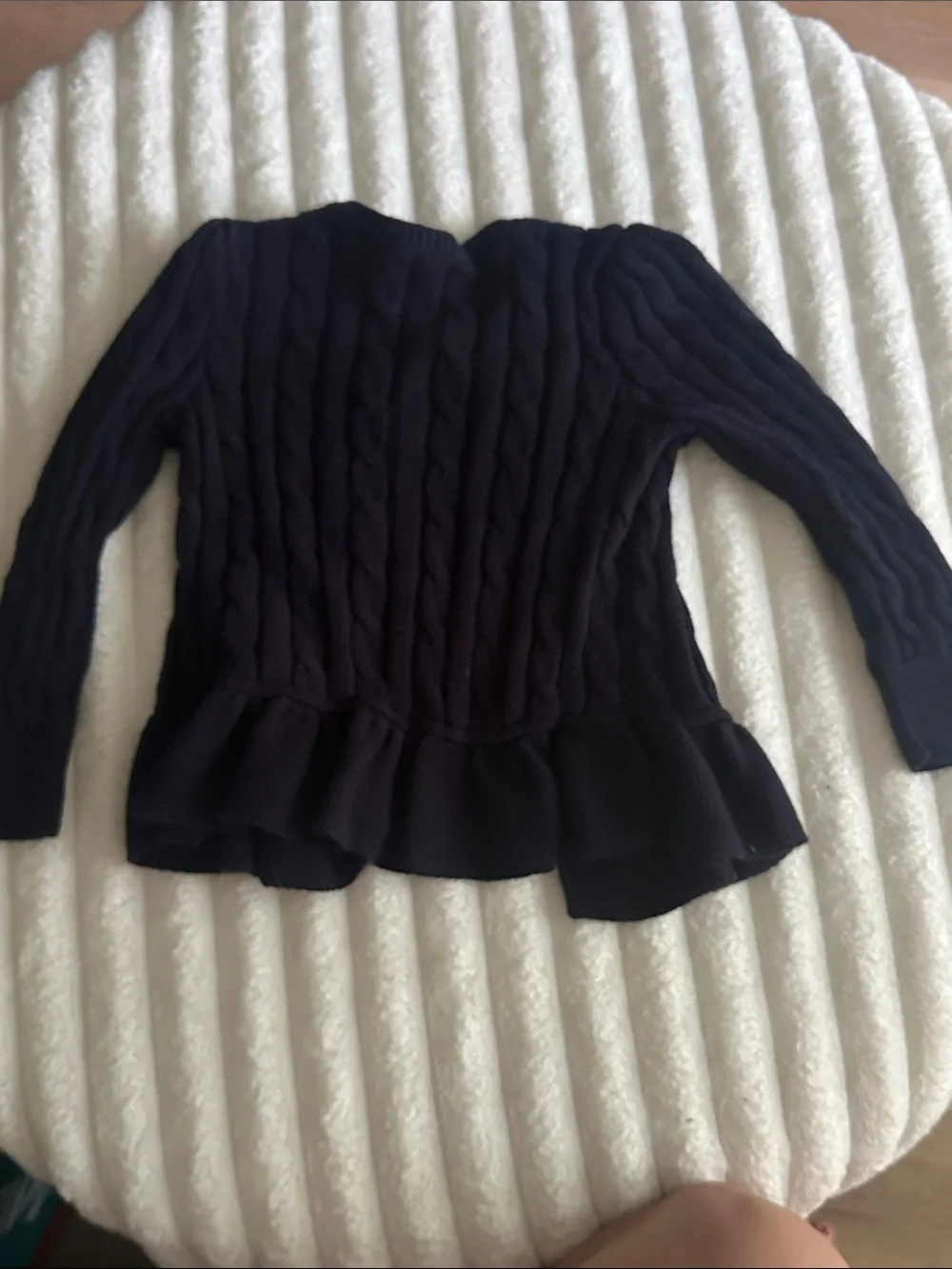 Ralph Lauren Navy Cable Knit Peplum Cardigan with Pink Pony